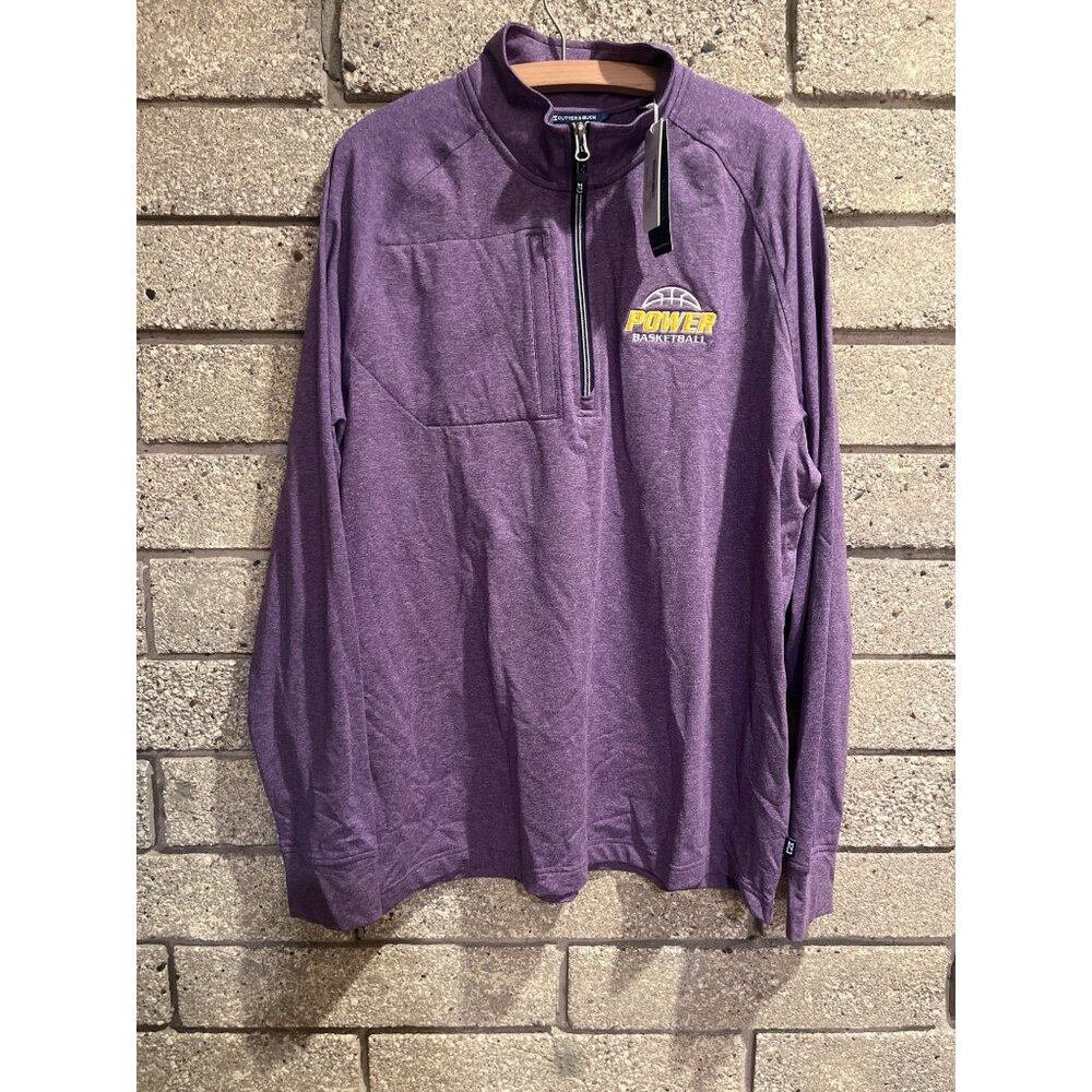 Cutter & Buck Power Basketball Purple Quarter-Zip Pullover L Sustainable Materia